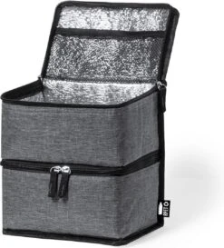 Merkloos Koeltas Met Dubbel Compartiment - Lunchtas - Koeltasje Lunch - Koelelementen - Koud - Warm - Isolatie - Volwassenen - Dames - Heren - 14 X 22 Cm - Polyester - RPET - Aluminium - Grijs -Buiten Kamperen 1084x1200 4