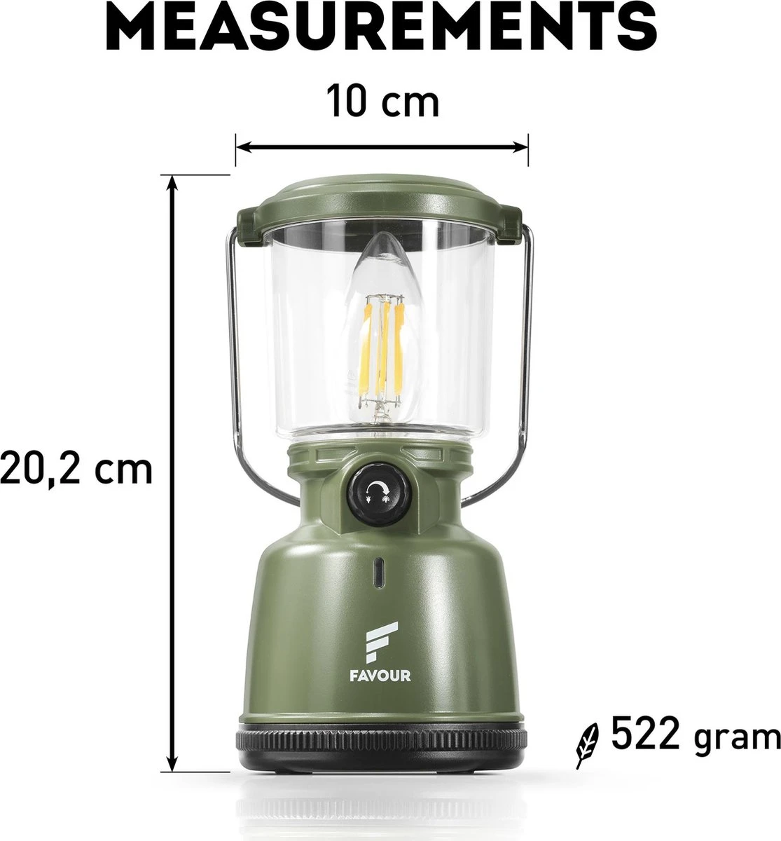 Favour L0818 Retro Camping Lamp Oplaadbaar LED, 320 Lumen, IP64 Waterdicht, Draagbare Kampeerlamp, Tentlamp, Acculamp, Traploos Dimbare Lamp Incl. Kaarslicht-modus, Groen 2 Favour L0818 Retro Camping Lamp Oplaadbaar LED, 320 Lumen, IP64 Waterdicht, Draagbare Kampeerlamp, Tentlamp, Acculamp, Traploos Dimbare Lamp Incl. Kaarslicht-modus, Groen - Afbeelding 2