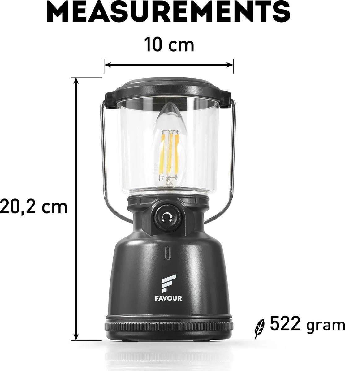 Favour L0818 Retro Camping Lamp Oplaadbaar LED, 320 Lumen, IP64 Waterdicht, Draagbare Kampeerlamp, Tentlamp, Acculamp, Traploos Dimbare Lamp Incl. Kaarslicht-modus, Zwart 2 Favour L0818 Retro Camping Lamp Oplaadbaar LED, 320 Lumen, IP64 Waterdicht, Draagbare Kampeerlamp, Tentlamp, Acculamp, Traploos Dimbare Lamp Incl. Kaarslicht-modus, Zwart - Afbeelding 2