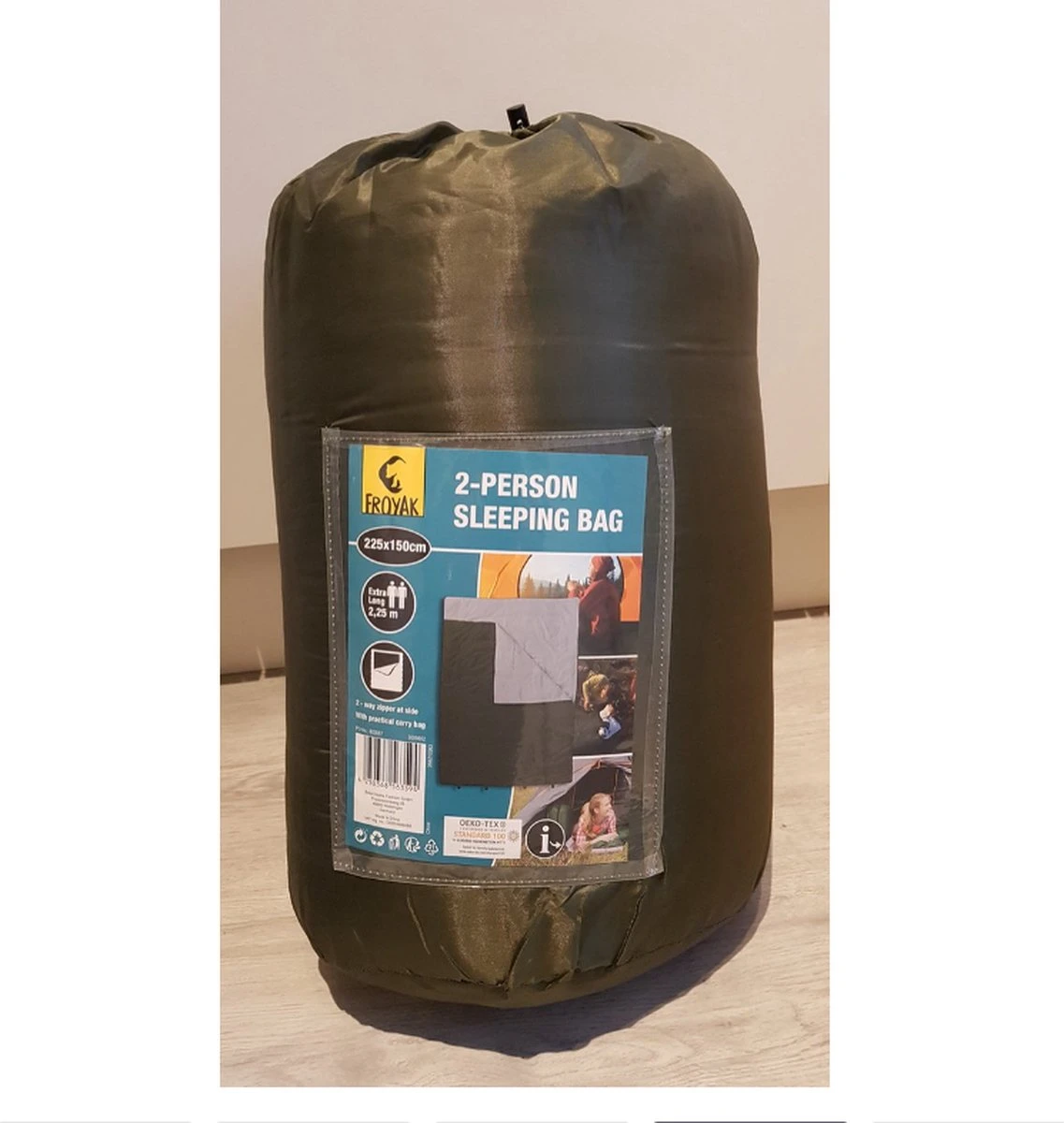 Froyak - 2-persoons Slaapzak - XXL - Groen - 225 X 150 Cm 2 Froyak - 2-persoons Slaapzak - XXL - Groen - 225 X 150 Cm - Afbeelding 2