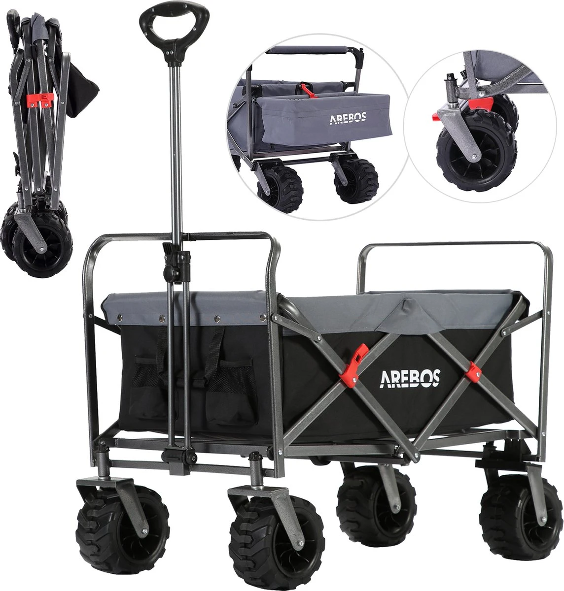 AREBOS Handkar | Transportwagen | Apparatuurwagen | Opvouwbaar | Zwart / Grijs 1 AREBOS Handkar | Transportwagen | Apparatuurwagen | Opvouwbaar | Zwart / Grijs