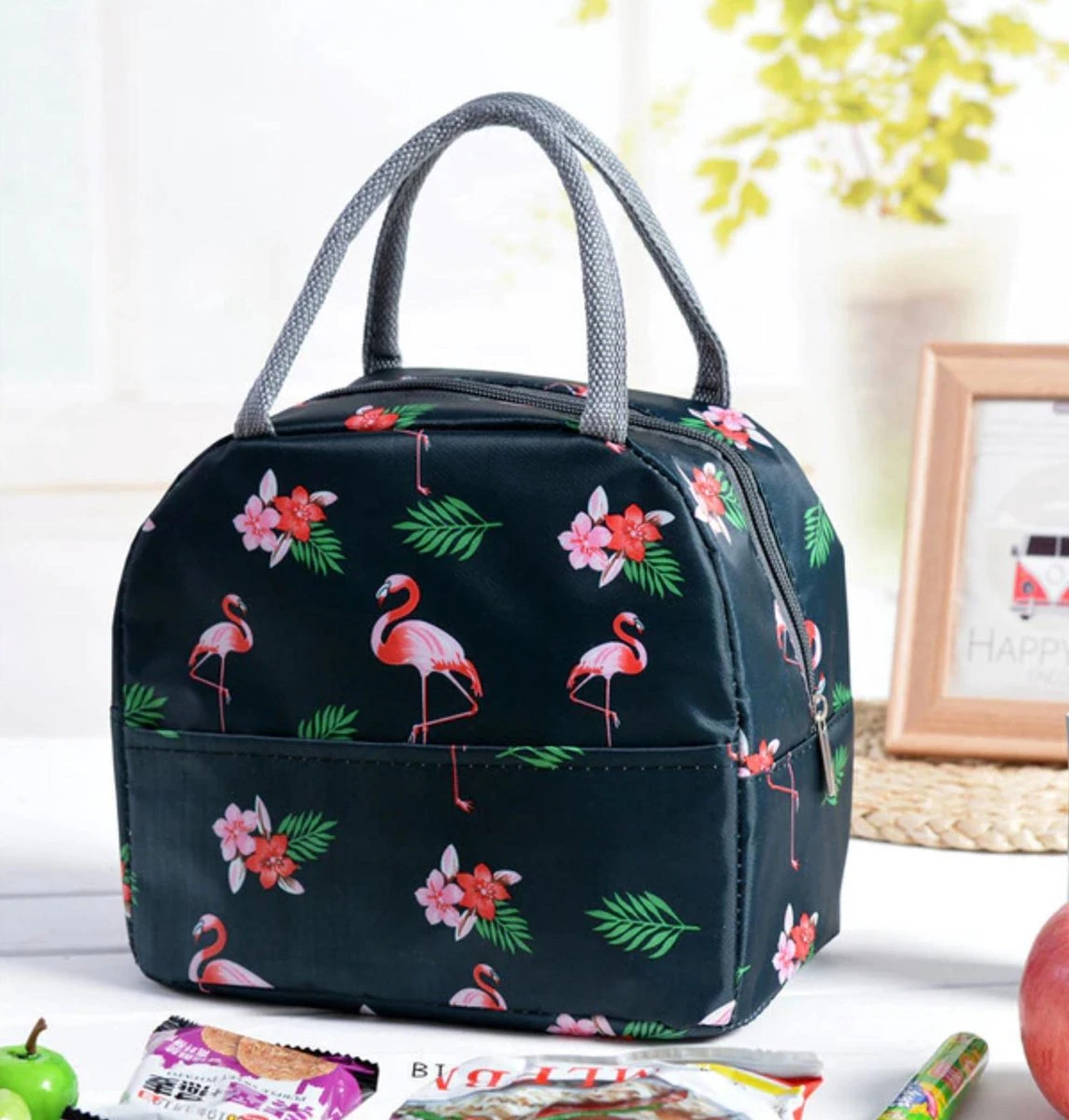 Koeltas - Lunchtas - Volwassenen En Kinderen - Compact & Handig: Zomer - Picknick -School - Lunch - Werk - Zwart Flamingo 6 Koeltas - Lunchtas - Volwassenen En Kinderen - Compact & Handig: Zomer - Picknick -School - Lunch - Werk - Zwart Flamingo - Afbeelding 6