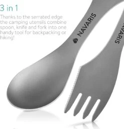 Navaris 2x Spork Titanium Campingbestek - Vork, Mes En Lepel In één - Bestek Voor Onderweg En Op Reis - Lichtgewicht - Inclusief Bewaarzakje -Buiten Kamperen 1148x1200 11