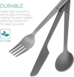 Navaris Campingbestek Van Titanium - Set Met Vork, Mes En Lepel - Bestekset Voor Onderweg En Op Reis - Inclusief Karabijnhaak En Bewaarzakje -Buiten Kamperen 1152x1200 4