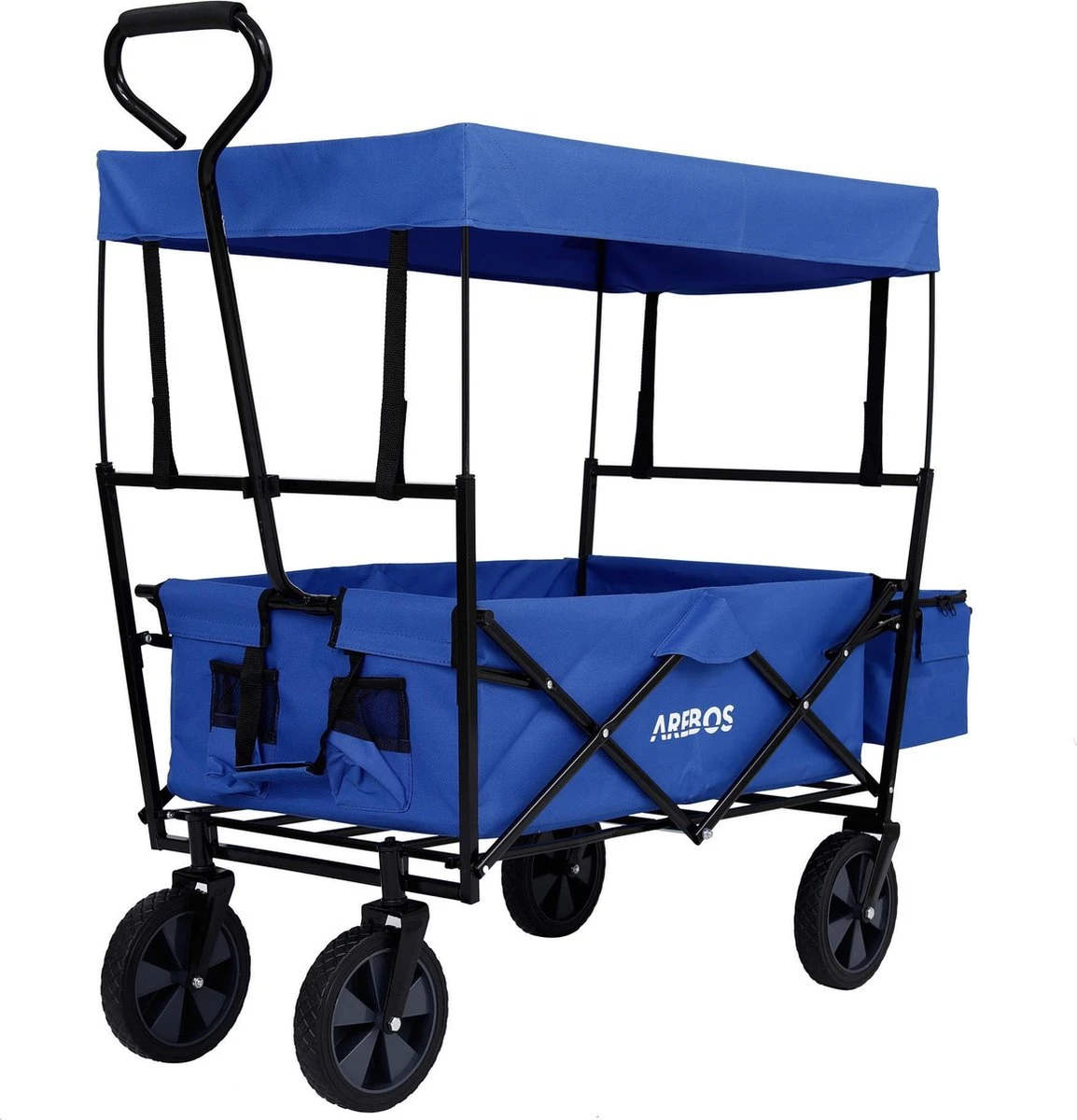 AREBOS Handwagen Vouwbare Dak Handwagen Vouwbare Trolley Uitrustingswagen Blauw 2 AREBOS Handwagen Vouwbare Dak Handwagen Vouwbare Trolley Uitrustingswagen Blauw - Afbeelding 2