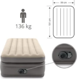Intex Prime Comfort - Luchtbed - 1-Persoons - 99x191x51 Cm (BxLxH) - Grijs - Met Ingebouwde Motorpomp 14 Intex Prime Comfort - Luchtbed - 1-Persoons - 99x191x51 Cm (BxLxH) - Grijs - Met Ingebouwde Motorpomp -Buiten Kamperen 1167x1200