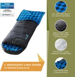 Skandika Dundee Flannel-L Slaapzak – Mummmieslaapzakken – Slaapzakken Volwassen - Maat M – Unisex - Katoen, Luxe Kwaliteit, Dubbele Slaapzak, 3 Seizoenen, Tot -20°C - 220 X 80 Cm - Outdoor Kampeerslaapzak – Ritssluiting Links - Zwart/blauw 10 Skandika Dundee Flannel-L Slaapzak – Mummmieslaapzakken – Slaapzakken Volwassen - Maat M – Unisex - Katoen, Luxe Kwaliteit, Dubbele Slaapzak, 3 Seizoenen, Tot -20°C - 220 X 80 Cm - Outdoor Kampeerslaapzak – Ritssluiting Links - Zwart/blauw -Buiten Kamperen 1168x1200 7