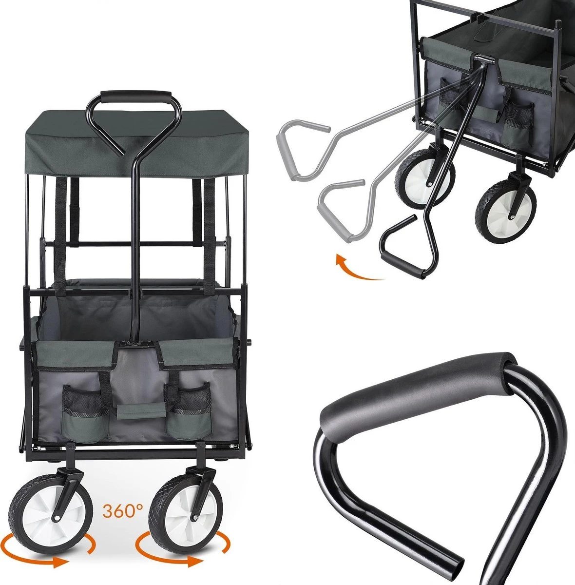 Monzana Bolderkar Opvouwbaar - 100 Liter - Met Afneembaar Dak Grijs 11 Monzana Bolderkar Opvouwbaar - 100 Liter - Met Afneembaar Dak Grijs - Afbeelding 11