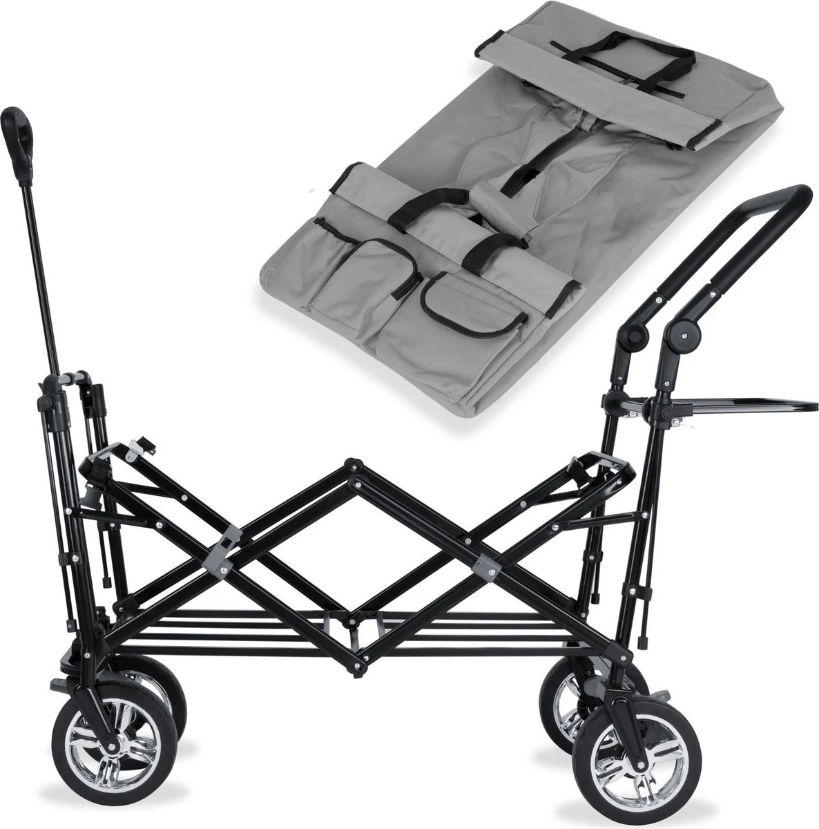 Rijoka Luxe Opvouwbare Bolderkar/Bolderwagen | Met Dakje En Draagtas | Marine Blauw 6 Rijoka Luxe Opvouwbare Bolderkar/Bolderwagen | Met Dakje En Draagtas | Marine Blauw - Afbeelding 6