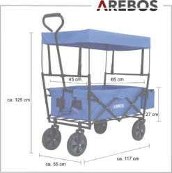 AREBOS Handwagen Vouwbare Dak Handwagen Vouwbare Trolley Uitrustingswagen Blauw 17 AREBOS Handwagen Vouwbare Dak Handwagen Vouwbare Trolley Uitrustingswagen Blauw -Buiten Kamperen 1188x1200 12