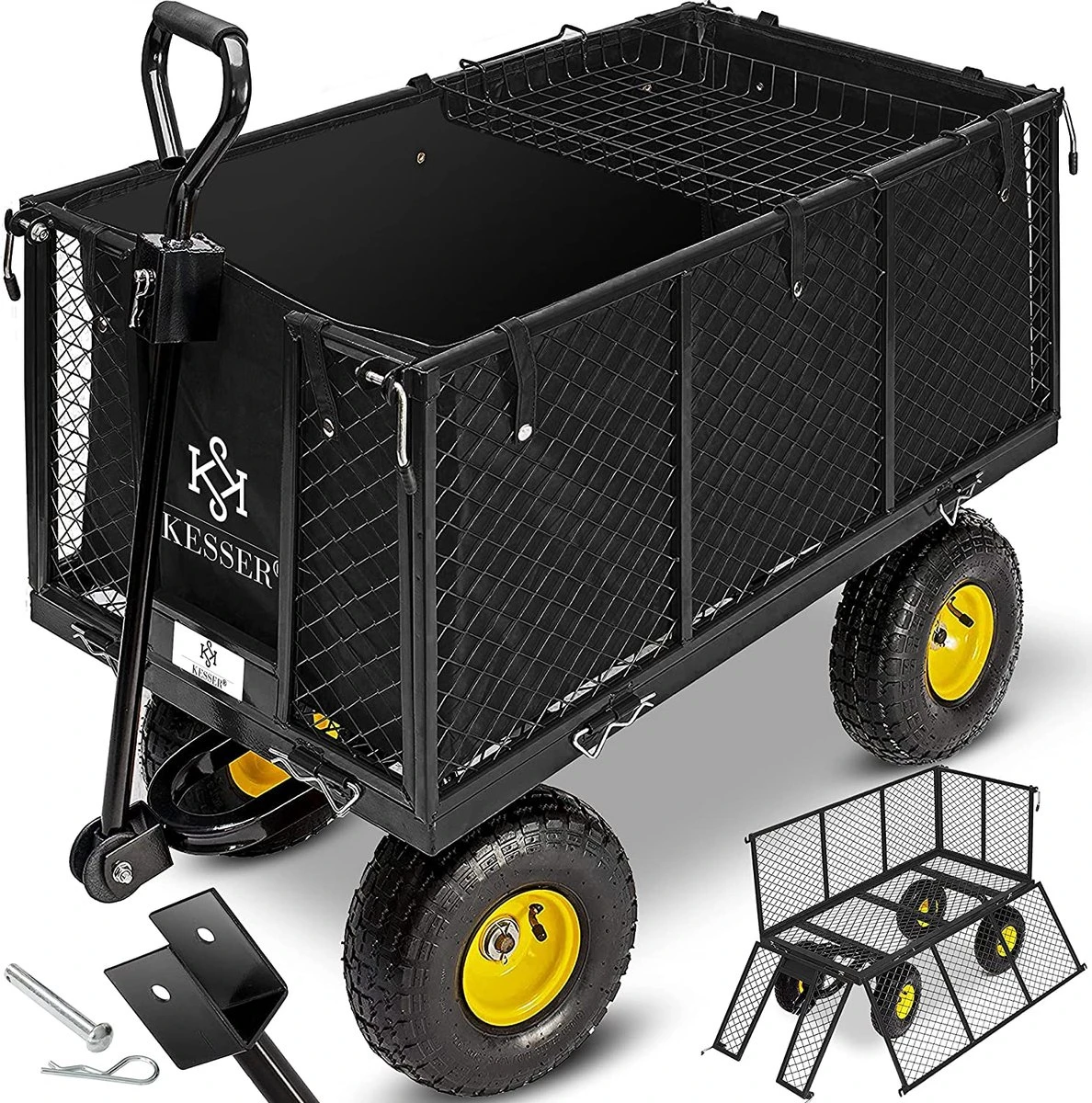 Exxen KESSER® Bolderkar, 550 Kg Belastbaar, Tuinwagen, Transportwagen, Tuinwagen, Uitneembaar Zeil, Gereedschapswagen, Handwagen, Veelzijdig Inzetbaar, Zwart 1 Exxen KESSER® Bolderkar, 550 Kg Belastbaar, Tuinwagen, Transportwagen, Tuinwagen, Uitneembaar Zeil, Gereedschapswagen, Handwagen, Veelzijdig Inzetbaar, Zwart