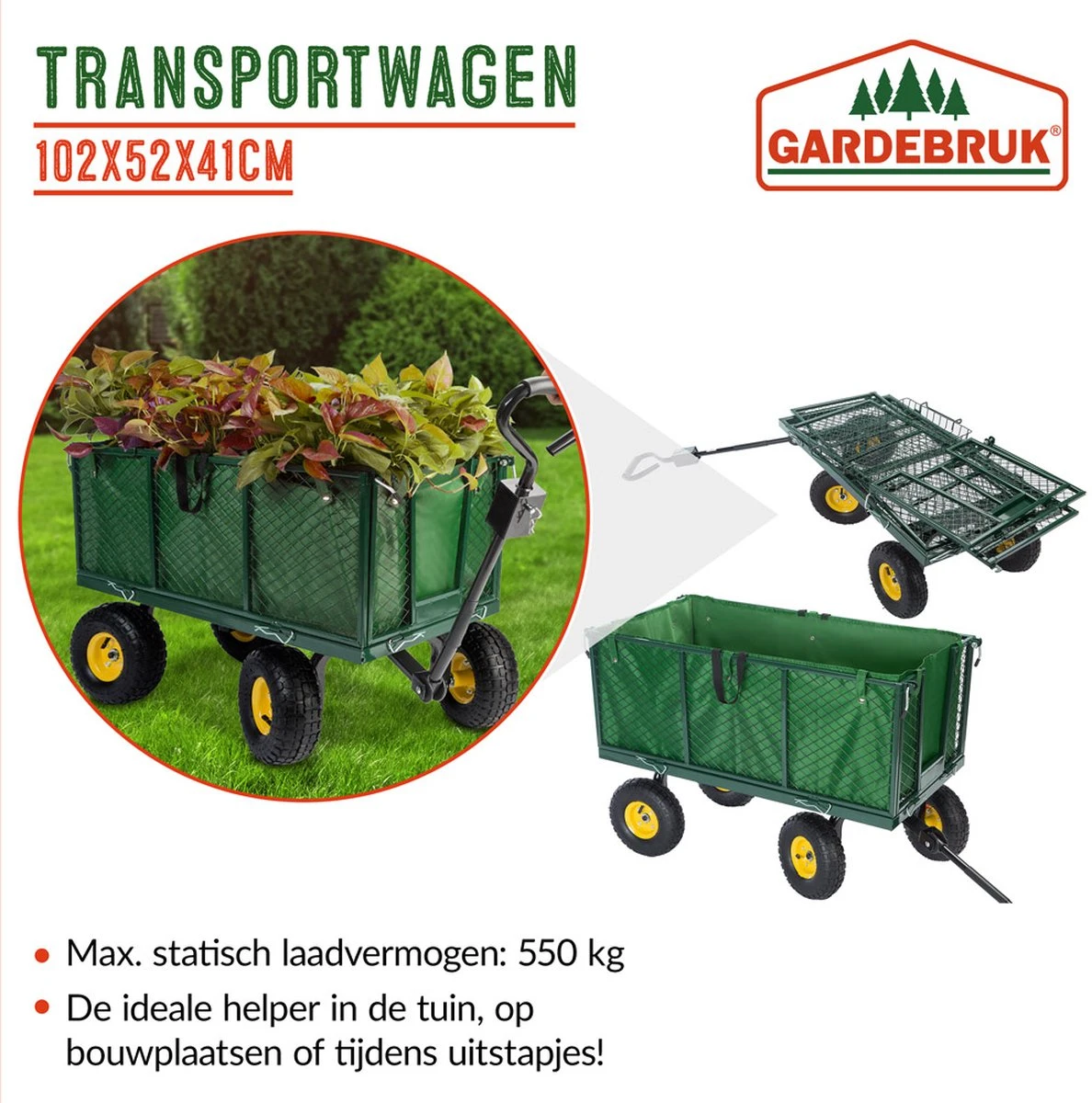 Gardebruk Bolderkar Binnenzeil - Belastbaar Tot 550 Kg – Groen 13 Gardebruk Bolderkar Binnenzeil - Belastbaar Tot 550 Kg – Groen - Afbeelding 13