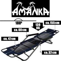 Ligstoel 155x60cm - Opvouwbaar Campingstoel Ligbed Strandstoel Tuinstoel Vouwligstoel Blauw -Buiten Kamperen 1190x1200 2