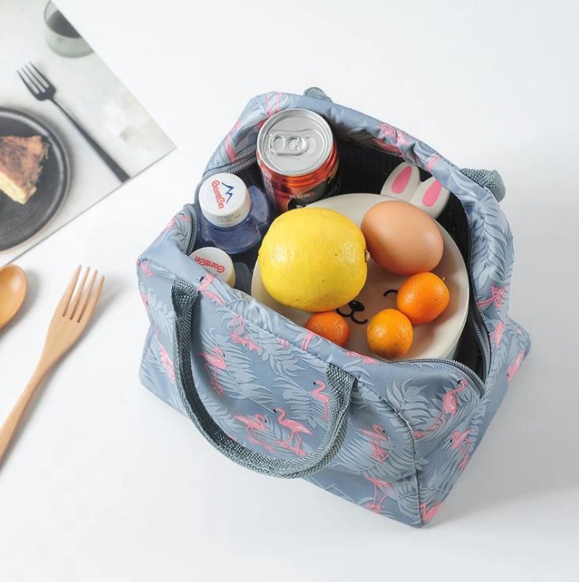Koeltas - Lunchtas - Volwassenen En Kinderen - Compact & Handig: Zomer - Picknick -School - Lunch - Werk - Grijs Flamingo 10 Koeltas - Lunchtas - Volwassenen En Kinderen - Compact & Handig: Zomer - Picknick -School - Lunch - Werk - Grijs Flamingo - Afbeelding 10
