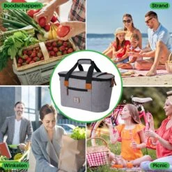 Brisby 4 Laags Geïsoleerde Koeltas - Boodschappentas 21 Liter - Grijs -Buiten Kamperen 1197x1200 50