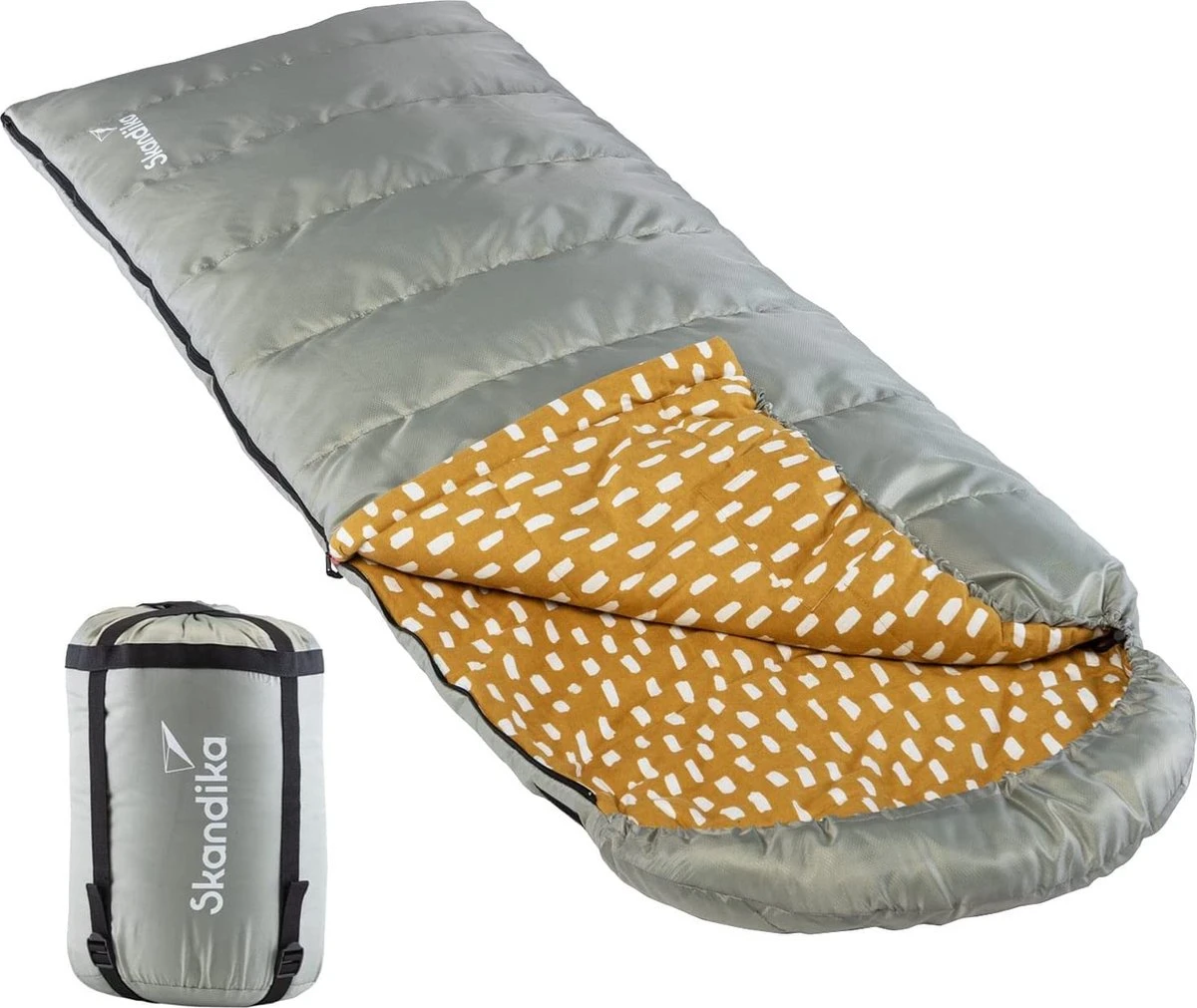 Skandika Dundee Flannel-R Slaapzak – Slaapzakken – Slaapzakken Volwassen - Maat M – Unisex - Katoen, Luxe Kwaliteit, Dubbele Slaapzak, 3 Seizoenen, Tot -20°C - 220 X 80 Cm - Outdoor Kampeerslaapzak – Ritssluiting Rechts - Grijs/geel 1 Skandika Dundee Flannel-R Slaapzak – Slaapzakken – Slaapzakken Volwassen - Maat M – Unisex - Katoen, Luxe Kwaliteit, Dubbele Slaapzak, 3 Seizoenen, Tot -20°C - 220 X 80 Cm - Outdoor Kampeerslaapzak – Ritssluiting Rechts - Grijs/geel