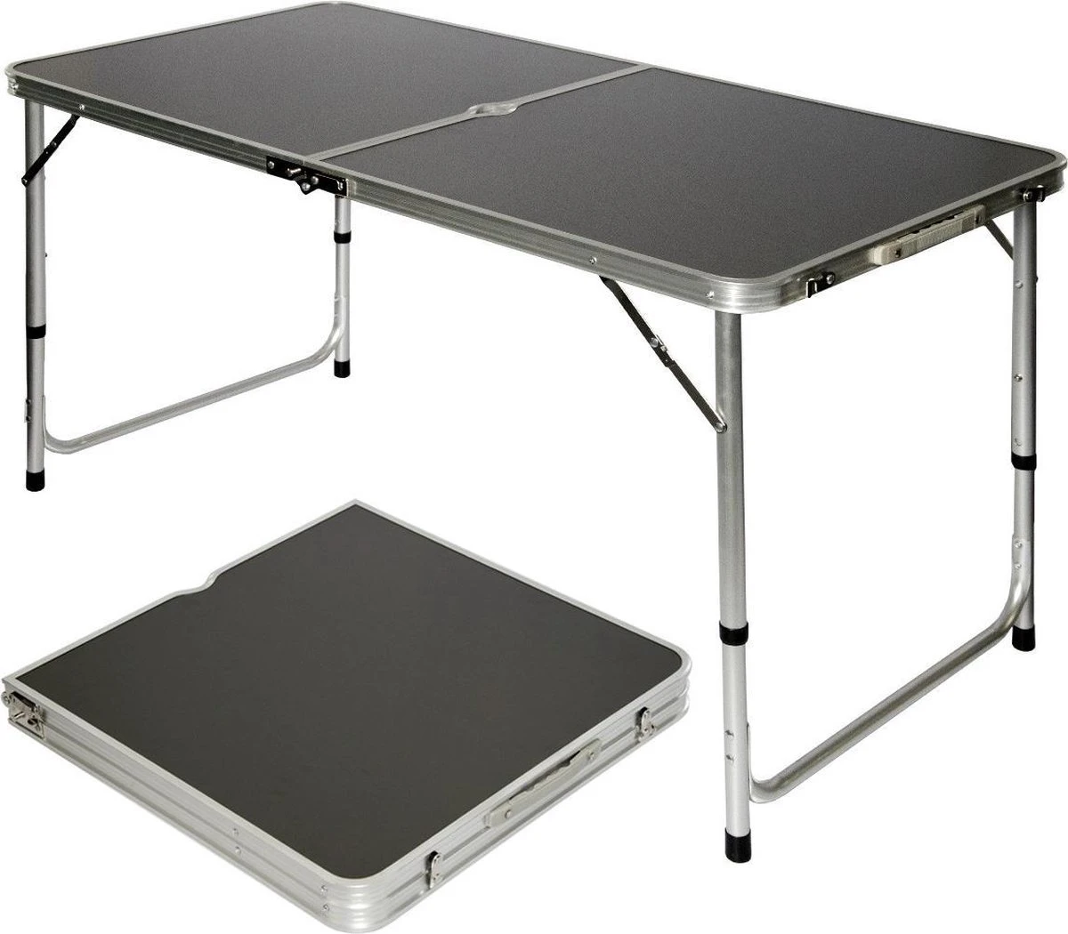 Aluminium Kampeertafel 120x60cm - Campingtafel Inklapbaar - 3-voudig Verstelbare Vouwtafel Antraciet 1 Aluminium Kampeertafel 120x60cm - Campingtafel Inklapbaar - 3-voudig Verstelbare Vouwtafel Antraciet