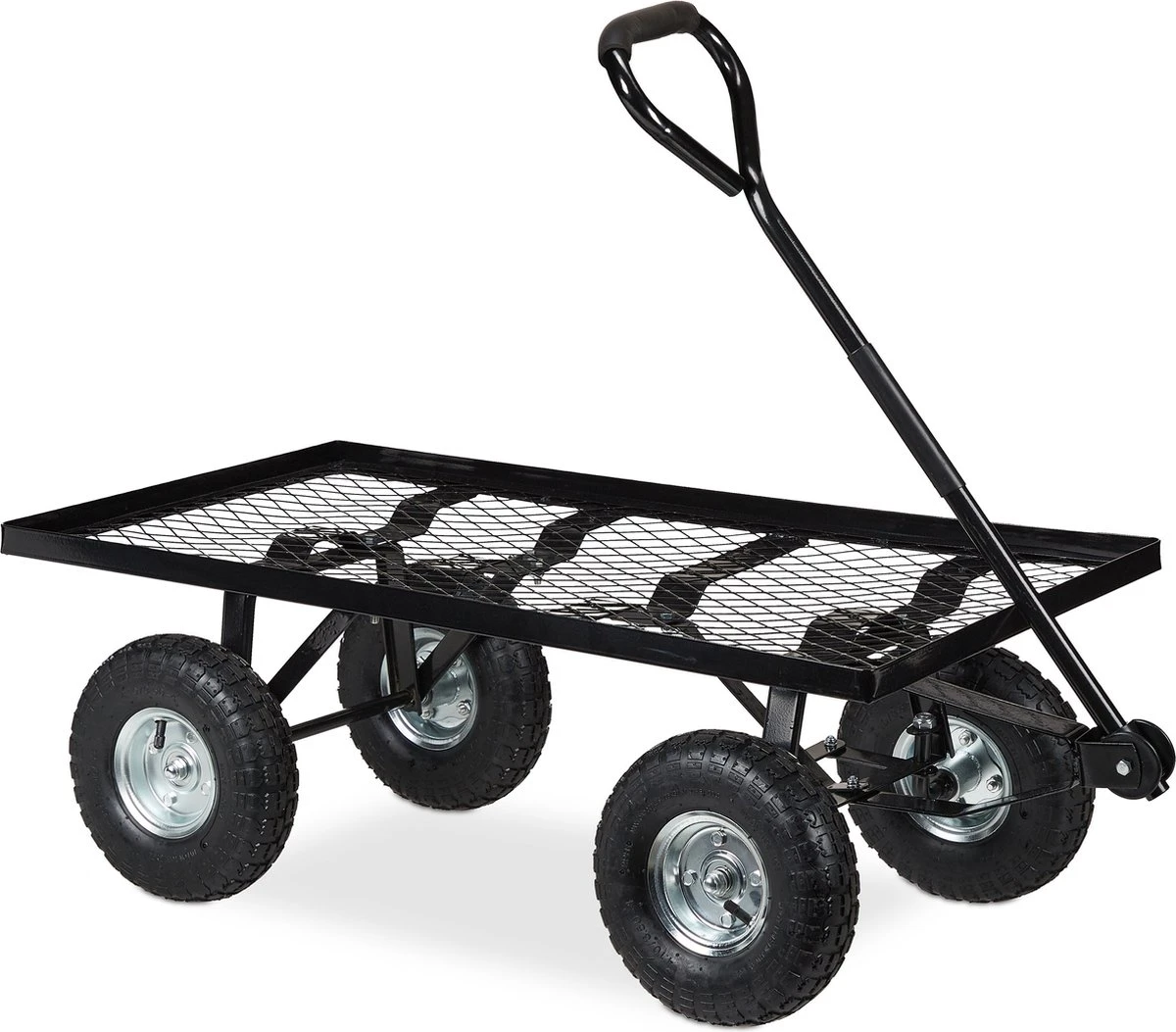 Relaxdays Bolderkar Tuin - Platte Tuinwagen - Luchtbanden - 200 Kg - Transportkar - Staal 1 Relaxdays Bolderkar Tuin - Platte Tuinwagen - Luchtbanden - 200 Kg - Transportkar - Staal