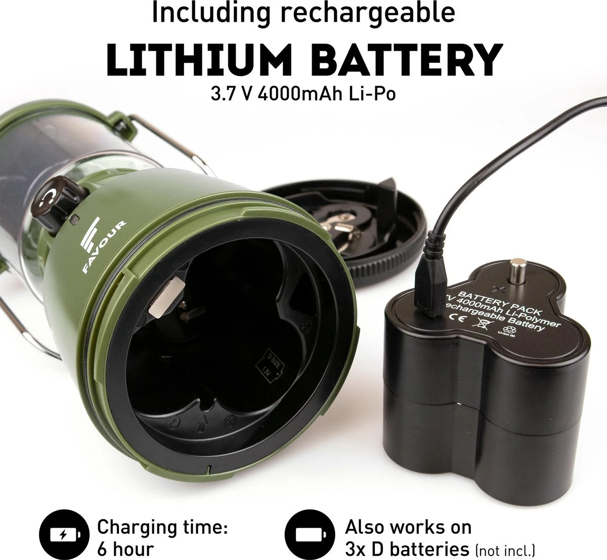 Favour L0818 Retro Camping Lamp Oplaadbaar LED, 320 Lumen, IP64 Waterdicht, Draagbare Kampeerlamp, Tentlamp, Acculamp, Traploos Dimbare Lamp Incl. Kaarslicht-modus, Groen 3 Favour L0818 Retro Camping Lamp Oplaadbaar LED, 320 Lumen, IP64 Waterdicht, Draagbare Kampeerlamp, Tentlamp, Acculamp, Traploos Dimbare Lamp Incl. Kaarslicht-modus, Groen - Afbeelding 3