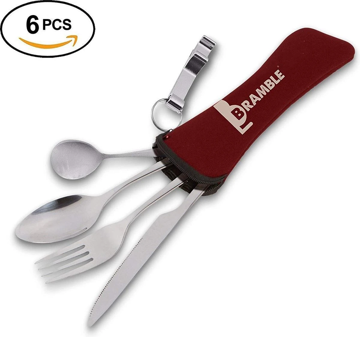 Roestvrij Staal Bestek (kampeerset) – Draagbare Reislepels, -vork En -mes Voor Festivals, Camping Of Trektochten - Wordt Geleverd Met Een Neopreen Draagtasje Met Een Lichtgewicht Flesopener 1 Roestvrij Staal Bestek (kampeerset) – Draagbare Reislepels, -vork En -mes Voor Festivals, Camping Of Trektochten - Wordt Geleverd Met Een Neopreen Draagtasje Met Een Lichtgewicht Flesopener