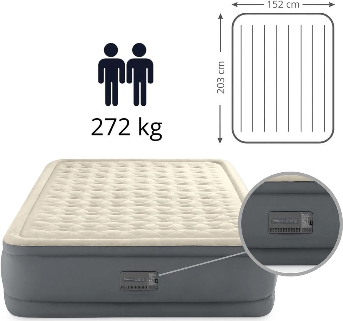 Intex Premaire II Elevated Queen Luchtbed - 2-persoons - 203x152x46 Cm 9 Intex Premaire II Elevated Queen Luchtbed - 2-persoons - 203x152x46 Cm - Afbeelding 9