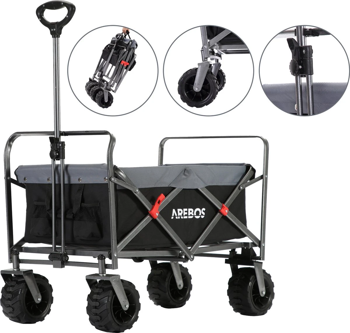 AREBOS Handkar | Transportwagen | Apparatuurwagen | Opvouwbaar | Zwart / Grijs 7 AREBOS Handkar | Transportwagen | Apparatuurwagen | Opvouwbaar | Zwart / Grijs - Afbeelding 7