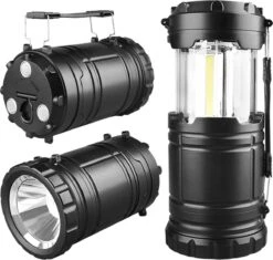 Campinglamp - Tentlamp - Lantaarn - Multifunctioneel - LED Lamp Op Batterijen - Zwart