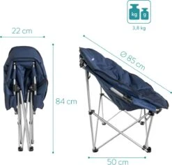 Navaris Klapstoel Met Draagtas - Campingstoel - Draagbare Stoel Voor Kamperen, Festivals En Vissen - Strandstoel - Inklapbaar - Donkerblauw -Buiten Kamperen 1200x1150 6