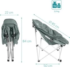 Navaris Klapstoel XXL - Campingstoel Met Opbergtas - Draagbare Stoel Voor Kamperen, Festivals En Vissen -Strandstoel - Inklapbaar - Grijs -Buiten Kamperen 1200x1150 7