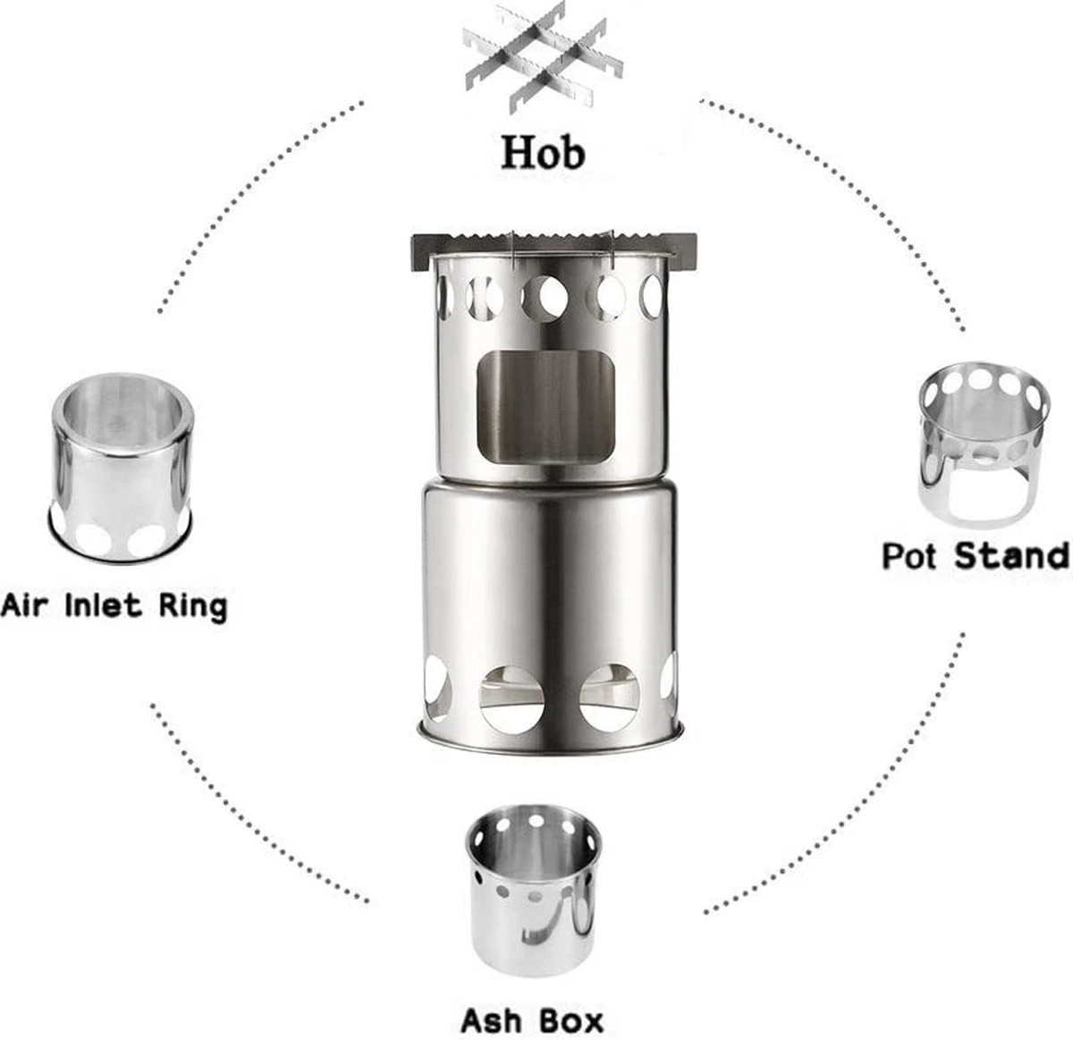 Merkloos Campingkooktoestel, Houtkachel, Draagbaar, Roestvrij Staal, Hobo-kooktoestel Met Opbergzak, Voor Barbecue, Camping, Picknick, Wandelen 3 Merkloos Campingkooktoestel, Houtkachel, Draagbaar, Roestvrij Staal, Hobo-kooktoestel Met Opbergzak, Voor Barbecue, Camping, Picknick, Wandelen - Afbeelding 3