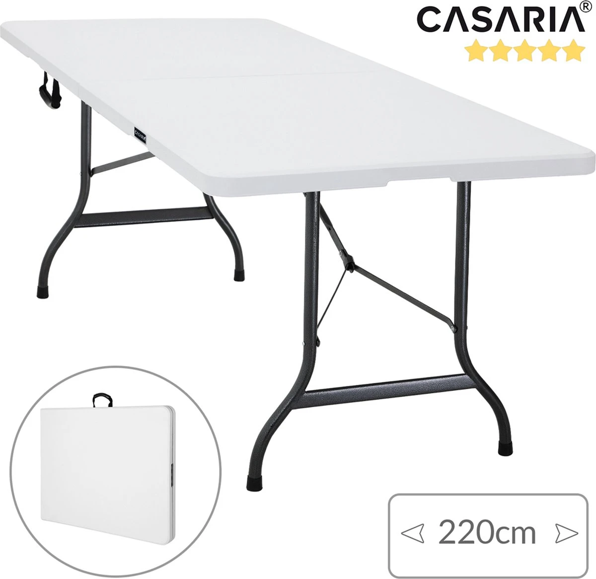 Casaria Tuintafel Opvouwbaar – Met Draaggreep 220x70 Cm – Wit 2 Casaria Tuintafel Opvouwbaar – Met Draaggreep 220x70 Cm – Wit - Afbeelding 2