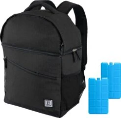 Brisby 4 Laags Geïsoleerde Koeltas Rugzak - 25 Liter - Met Handige Vakken Voor Bestek En Essentials - Waterafstotend Materiaal - Zwart