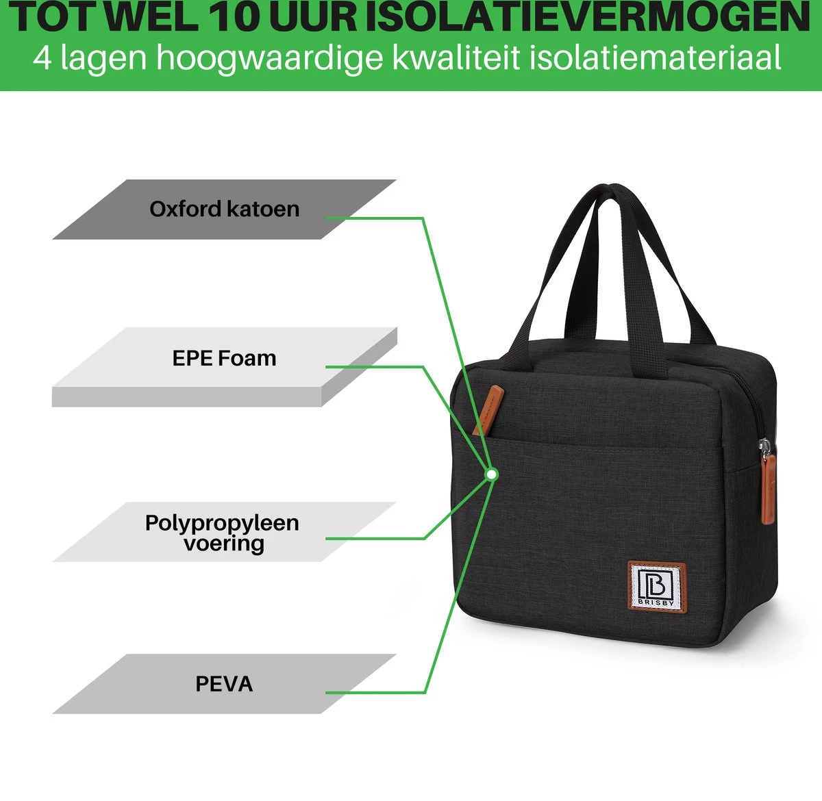 Brisby 4 Laags Geïsoleerde Koeltas - Lunchtas 4 Liter - Zwart 5 Brisby 4 Laags Geïsoleerde Koeltas - Lunchtas 4 Liter - Zwart - Afbeelding 5