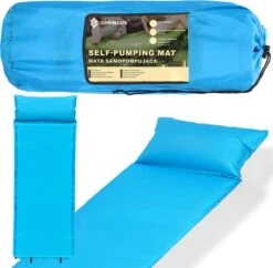 Springos Slaapmat | Zelfopblazend | 186 Cm | Inclusief Hoes & Hoofdkussen | Lichtblauw -Buiten Kamperen 1200x1175 2