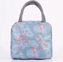 Koeltas - Lunchtas - Volwassenen En Kinderen - Compact & Handig: Zomer - Picknick -School - Lunch - Werk - Grijs Flamingo