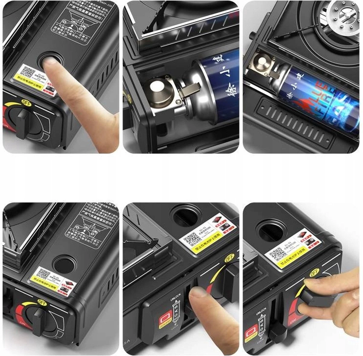 IBright Draagbare Camping Kooktoestel - Gasbrander - 1 Pits Gaspit - Elektrische Ontsteking - 2900 Watt - Met Koffer - Zwart 8 IBright Draagbare Camping Kooktoestel - Gasbrander - 1 Pits Gaspit - Elektrische Ontsteking - 2900 Watt - Met Koffer - Zwart - Afbeelding 8