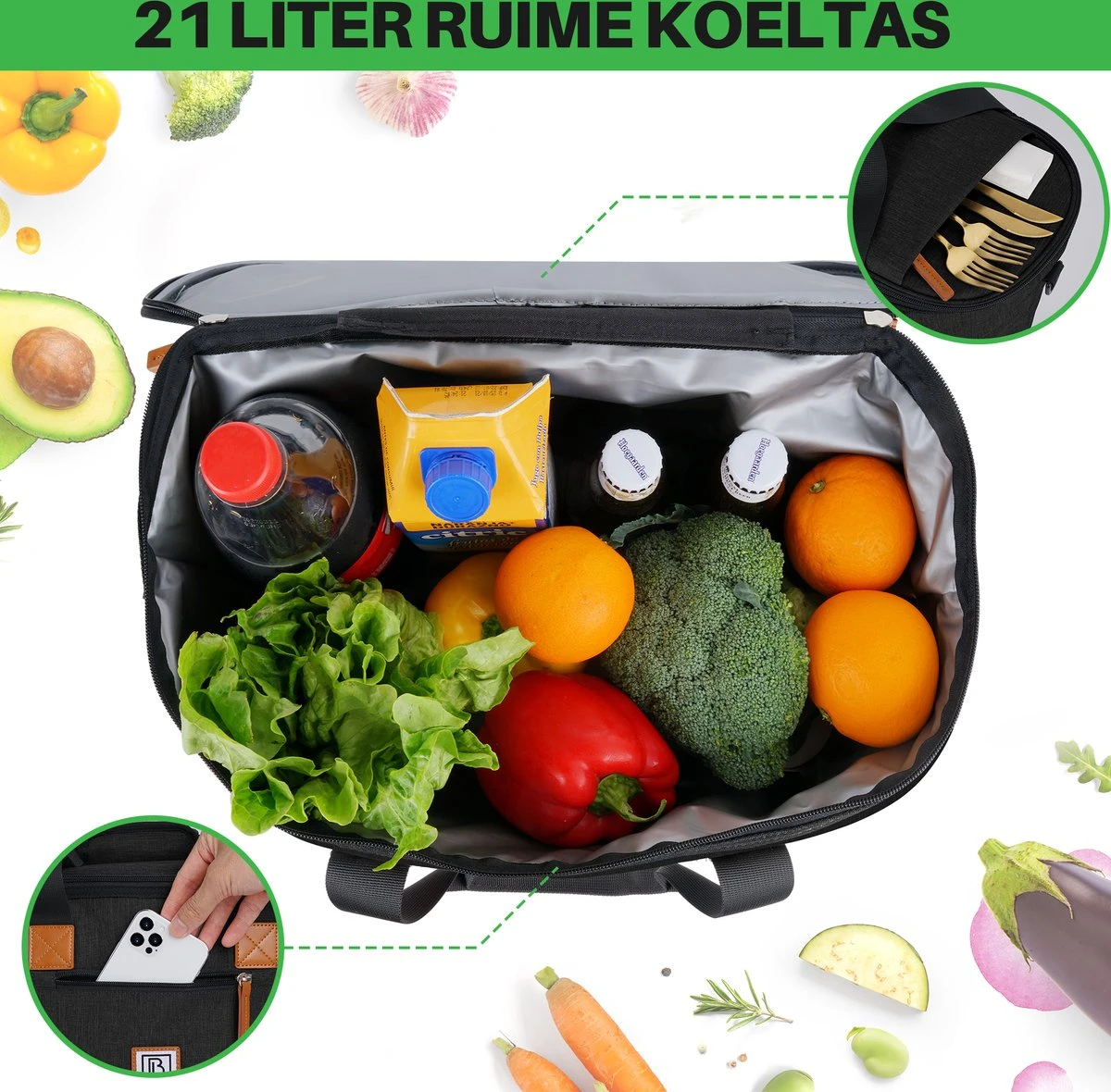 Brisby 4 Laags Geïsoleerde Koeltas - Boodschappentas 21 Liter - Zwart 3 Brisby 4 Laags Geïsoleerde Koeltas - Boodschappentas 21 Liter - Zwart - Afbeelding 3