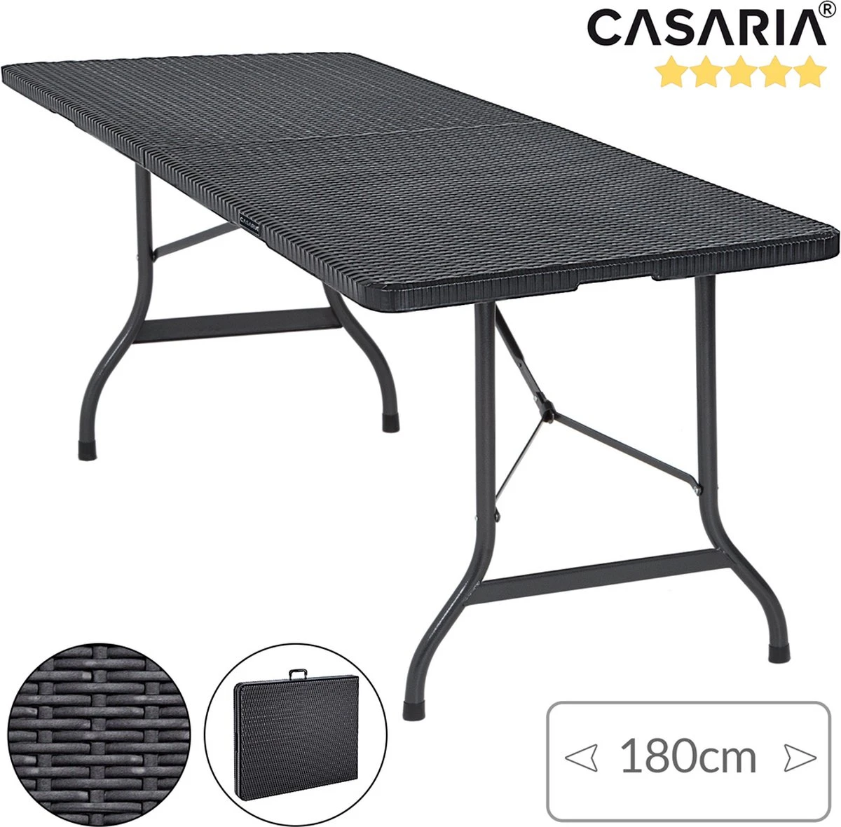 Casaria Tuintafel Opvouwbaar – Met Draaggreep 180x75 Cm – Zwart 3 Casaria Tuintafel Opvouwbaar – Met Draaggreep 180x75 Cm – Zwart - Afbeelding 3