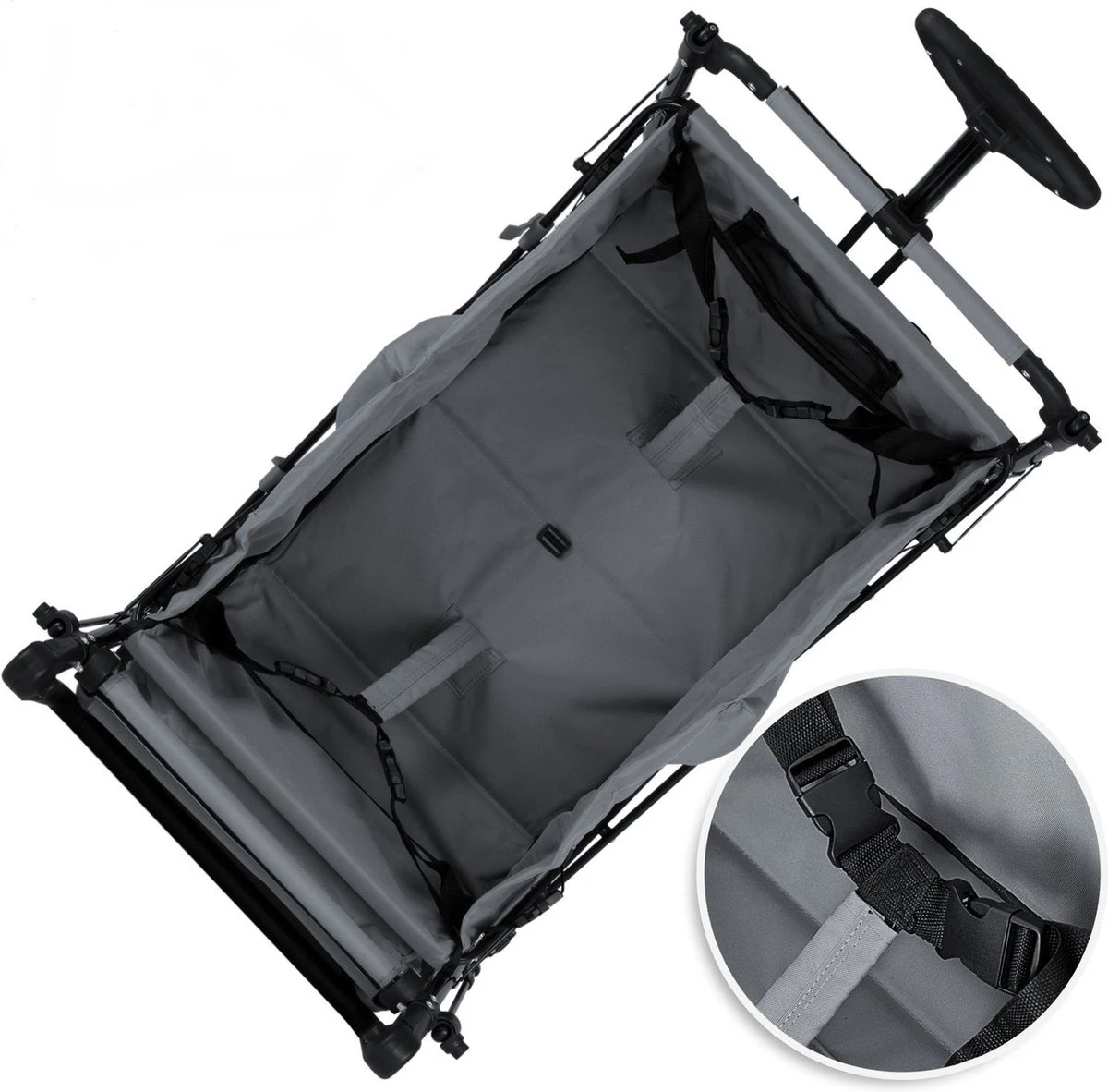 Rijoka Luxe Opvouwbare Bolderkar/Bolderwagen | Met Dakje En Draagtas | Grijs 6 Rijoka Luxe Opvouwbare Bolderkar/Bolderwagen | Met Dakje En Draagtas | Grijs - Afbeelding 6