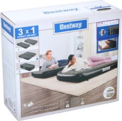 Bestway 3-in-1 Luchtbed - Connect - Zwart - 188x99cm - PVC/Polyester - Single, Double Single En Twin Opblaasbed - Tritech Materiaal - I-Beam Constructie -Buiten Kamperen 1200x1184 1