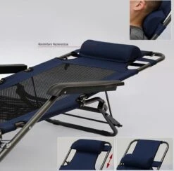 Ligstoel 155x60cm - Opvouwbaar Campingstoel Ligbed Strandstoel Tuinstoel Vouwligstoel Blauw -Buiten Kamperen 1200x1184 6