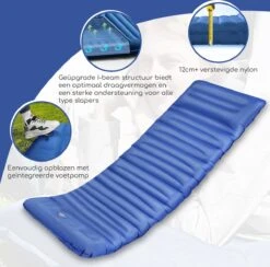 Hikr® Slaapmat 10cm+ Dikte - Comfortabel Luchtmatras - Zelfopblazend Met De Voet - TPU+40D Nylon - Slaapmatje Eenpersoons En Uit Te Breiden Tot Tweepersoons - Slaapmat Met Ingebouwde Pomp -Buiten Kamperen 1200x1186 2