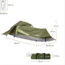Where Tomorrow Solo Tent 220X80X50 Cm - Groen - 1 Persoons 9 Where Tomorrow Solo Tent 220X80X50 Cm - Groen - 1 Persoons -Buiten Kamperen 1200x1195