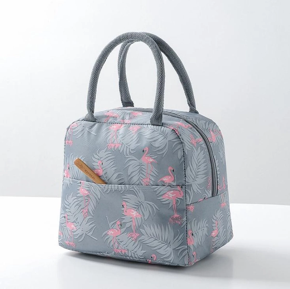 Koeltas - Lunchtas - Volwassenen En Kinderen - Compact & Handig: Zomer - Picknick -School - Lunch - Werk - Grijs Flamingo 6 Koeltas - Lunchtas - Volwassenen En Kinderen - Compact & Handig: Zomer - Picknick -School - Lunch - Werk - Grijs Flamingo - Afbeelding 6