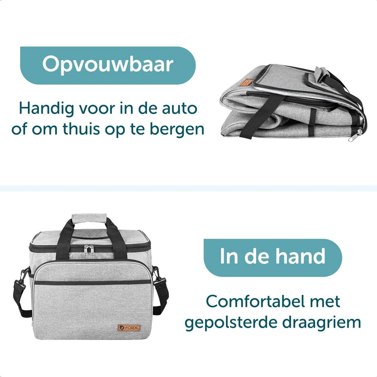 ForDig Koeltas XL Grijs (30 Liter) - Gemaakt Van 600D Polyester Met PEVA-Voering - Ruimte Voor 40 Blikjes Of 20 Halve Liter Flessen - Opvouwbaar Koel Tas Met Easy-Acces Flap - Ruimte Voor Bestek - Picknick Cool Bag - Coolerbag - Grote Cooler 5 ForDig Koeltas XL Grijs (30 Liter) - Gemaakt Van 600D Polyester Met PEVA-Voering - Ruimte Voor 40 Blikjes Of 20 Halve Liter Flessen - Opvouwbaar Koel Tas Met Easy-Acces Flap - Ruimte Voor Bestek - Picknick Cool Bag - Coolerbag - Grote Cooler - Afbeelding 5