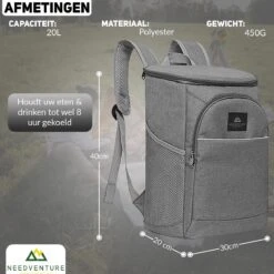 Needventure Koeltas - Lunchtas - Koelrugtas - Picknicktas - 20 Liter - Flessenhouder - Bieropener - Grijs 14 Needventure Koeltas - Lunchtas - Koelrugtas - Picknicktas - 20 Liter - Flessenhouder - Bieropener - Grijs -Buiten Kamperen 1200x1200 1080