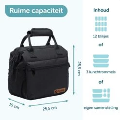 ForDig Lunchtas Zwart - Koeltas Gemaakt Van 600D Polyester Met PEVA-Voering - Ruimte Voor Lunchtrommel / Snacks / Blikjes - Koel Tas Met Mesh Opbergruimtes En Ruimte Voor Bestek - Lunch Tas Cool Bag - Coolerbag - Kleine Cooler 10 ForDig Lunchtas Zwart - Koeltas Gemaakt Van 600D Polyester Met PEVA-Voering - Ruimte Voor Lunchtrommel / Snacks / Blikjes - Koel Tas Met Mesh Opbergruimtes En Ruimte Voor Bestek - Lunch Tas Cool Bag - Coolerbag - Kleine Cooler -Buiten Kamperen 1200x1200 1115
