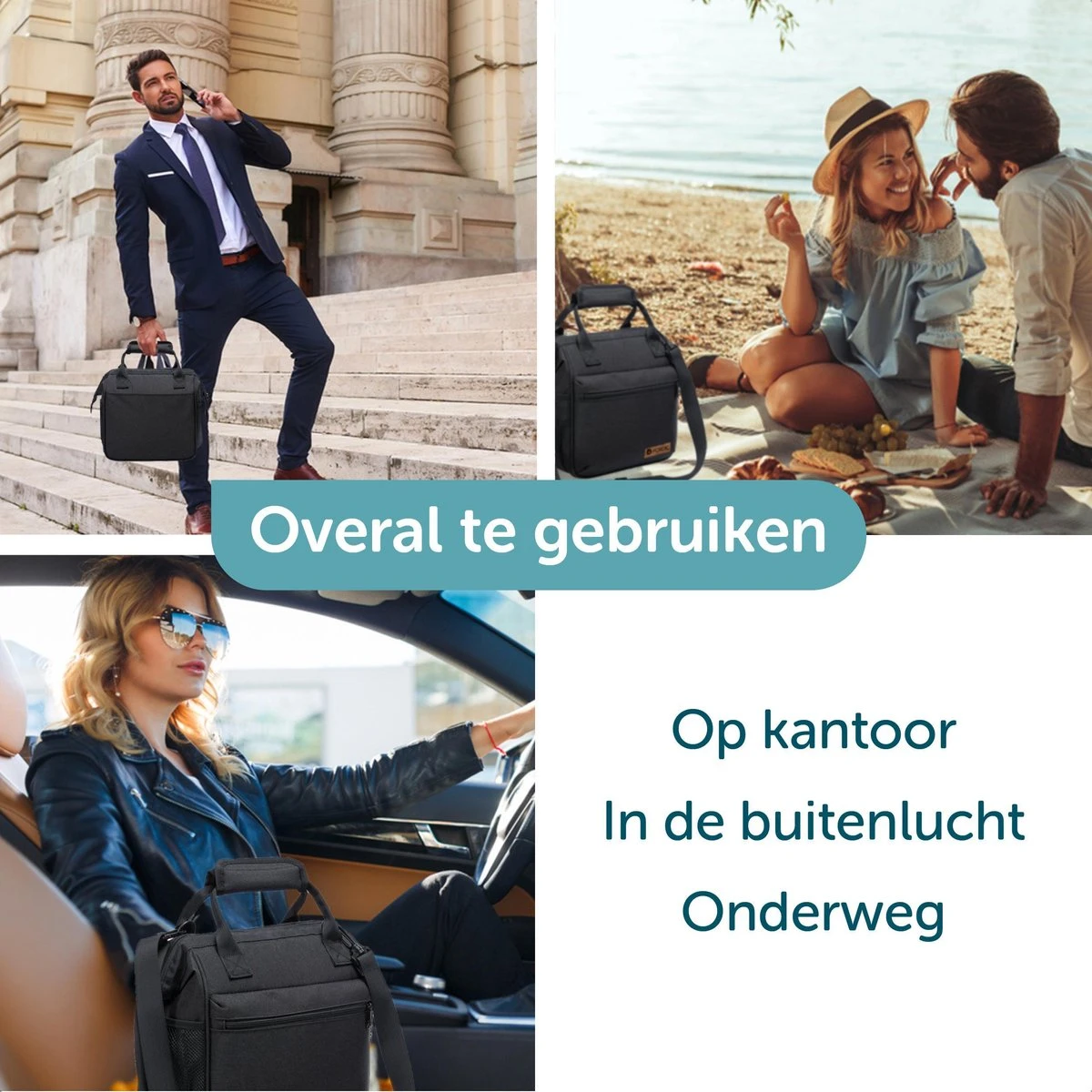 ForDig Lunchtas Zwart - Koeltas Gemaakt Van 600D Polyester Met PEVA-Voering - Ruimte Voor Lunchtrommel / Snacks / Blikjes - Koel Tas Met Mesh Opbergruimtes En Ruimte Voor Bestek - Lunch Tas Cool Bag - Coolerbag - Kleine Cooler 5 ForDig Lunchtas Zwart - Koeltas Gemaakt Van 600D Polyester Met PEVA-Voering - Ruimte Voor Lunchtrommel / Snacks / Blikjes - Koel Tas Met Mesh Opbergruimtes En Ruimte Voor Bestek - Lunch Tas Cool Bag - Coolerbag - Kleine Cooler - Afbeelding 5