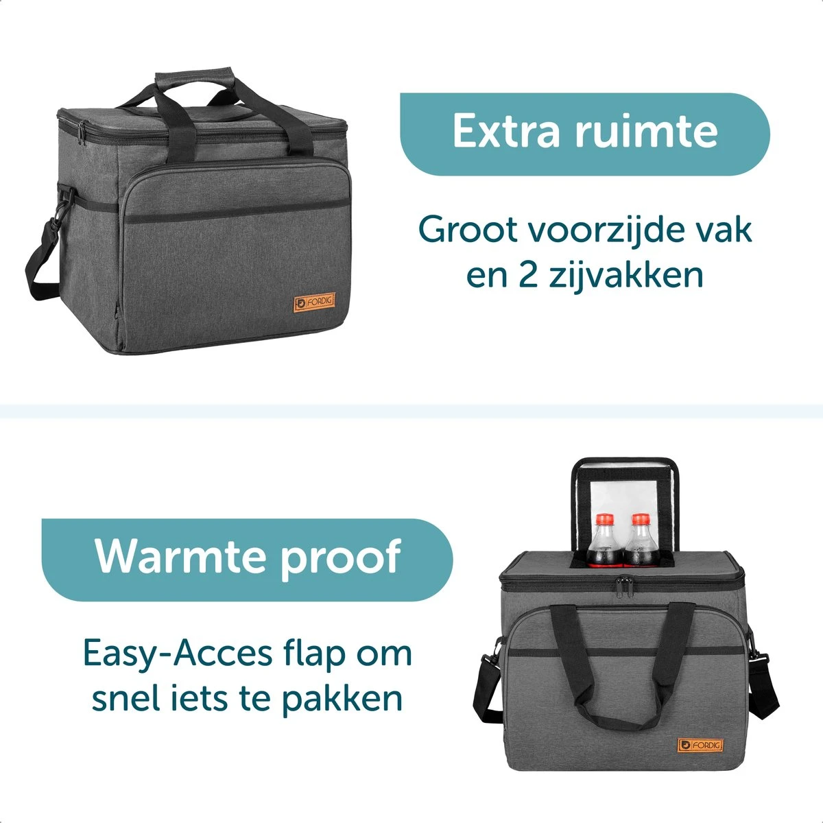 ForDig Koeltas XL Zwart (30 Liter) - Gemaakt Van 600D Polyester Met PEVA-Voering - Ruimte Voor 40 Blikjes Of 20 Halve Liter Flessen - Opvouwbaar Koel Tas Met Easy-Acces Flap - Ruimte Voor Bestek - Picknick Cool Bag - Coolerbag - Grote Cooler 5 ForDig Koeltas XL Zwart (30 Liter) - Gemaakt Van 600D Polyester Met PEVA-Voering - Ruimte Voor 40 Blikjes Of 20 Halve Liter Flessen - Opvouwbaar Koel Tas Met Easy-Acces Flap - Ruimte Voor Bestek - Picknick Cool Bag - Coolerbag - Grote Cooler - Afbeelding 5