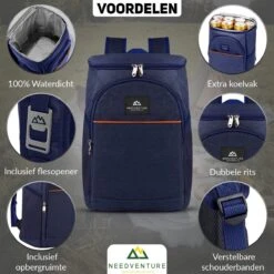 Needventure Koeltas - Lunchtas - Koelrugtas - Picknicktas - 20 Liter - Flessenhouder - Bieropener - Blauw 14 Needventure Koeltas - Lunchtas - Koelrugtas - Picknicktas - 20 Liter - Flessenhouder - Bieropener - Blauw -Buiten Kamperen 1200x1200 1268